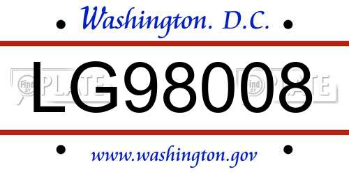 LG98008 District Of Columbia License Plate