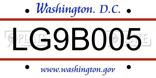 LG9B005 District Of Columbia License Plate