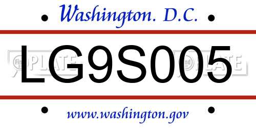 LG9S005 District Of Columbia License Plate