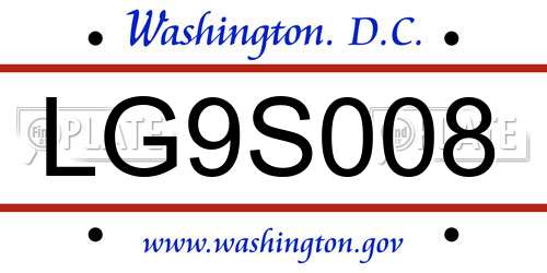 LG9S008 District Of Columbia License Plate
