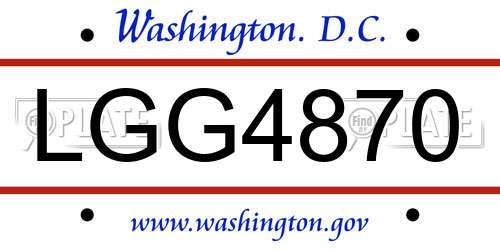 LGG4870 District Of Columbia License Plate