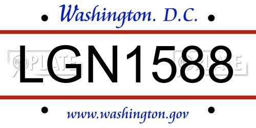 LGN1588 District Of Columbia License Plate