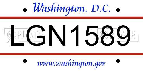 LGN1589 District Of Columbia License Plate
