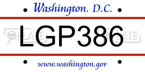 LGP386 District Of Columbia License Plate