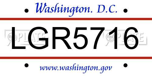 LGR5716 District Of Columbia License Plate