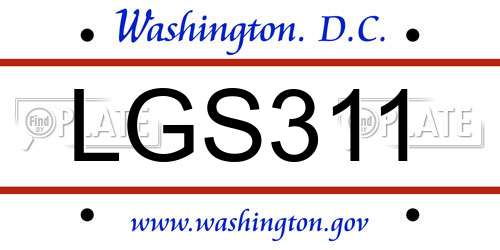 LGS311 District Of Columbia License Plate