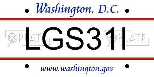 LGS31I District Of Columbia License Plate