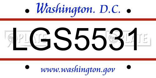 LGS5531 District Of Columbia License Plate
