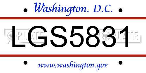 LGS5831 District Of Columbia License Plate