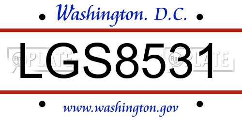 LGS8531 District Of Columbia License Plate
