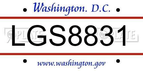 LGS8831 District Of Columbia License Plate