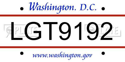 LGT9192 District Of Columbia License Plate