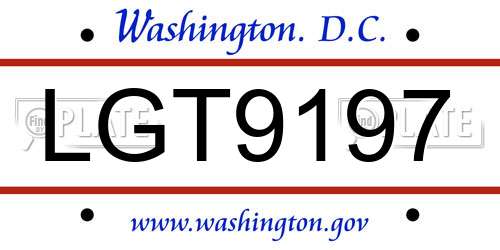LGT9197 District Of Columbia License Plate