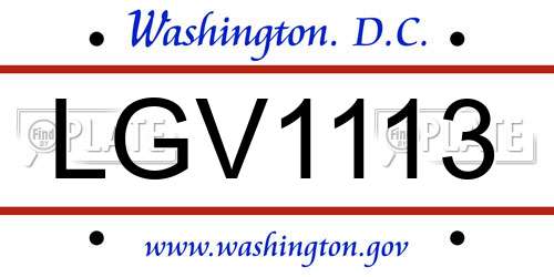 LGV1113 District Of Columbia License Plate