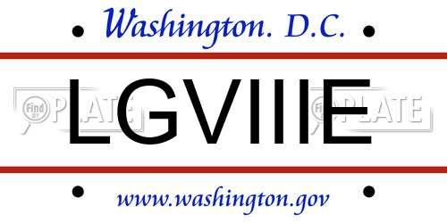 LGVIIIE District Of Columbia License Plate