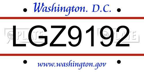 LGZ9192 District Of Columbia License Plate