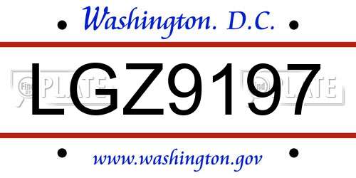 LGZ9197 District Of Columbia License Plate
