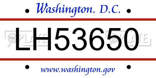 LH53650 District Of Columbia License Plate