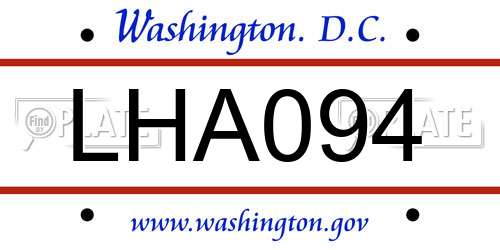 LHA094 District Of Columbia License Plate