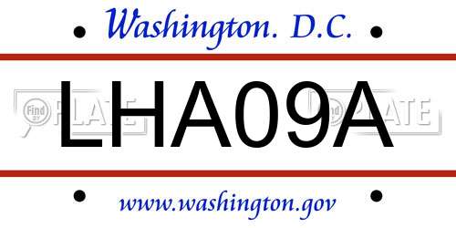 LHA09A District Of Columbia License Plate