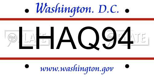 LHAQ94 District Of Columbia License Plate