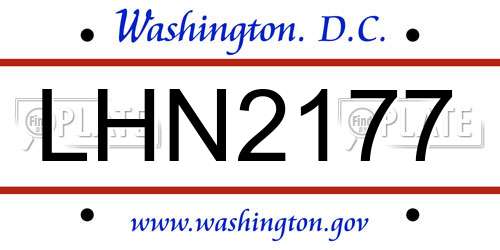 LHN2177 District Of Columbia License Plate