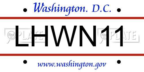 LHWN11 District Of Columbia License Plate