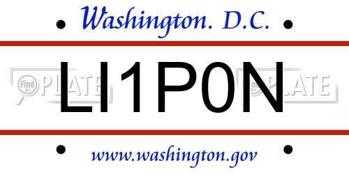 LI1P0N District Of Columbia License Plate