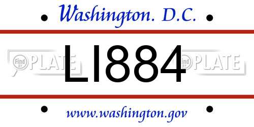 LI884 District Of Columbia License Plate
