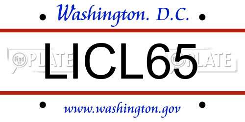LICL65 District Of Columbia License Plate