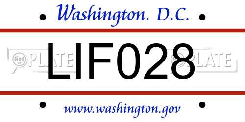 LIF028 District Of Columbia License Plate