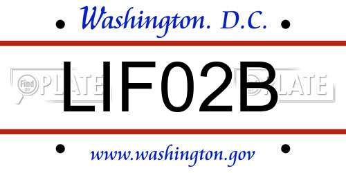LIF02B District Of Columbia License Plate