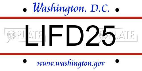 LIFD25 District Of Columbia License Plate