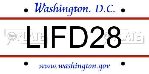 LIFD28 District Of Columbia License Plate