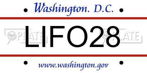 LIFO28 District Of Columbia License Plate
