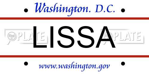 LISSA District Of Columbia License Plate