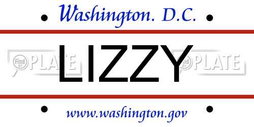 LIZZY District Of Columbia License Plate