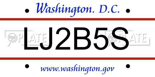 LJ2B5S District Of Columbia License Plate
