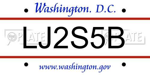 LJ2S5B District Of Columbia License Plate