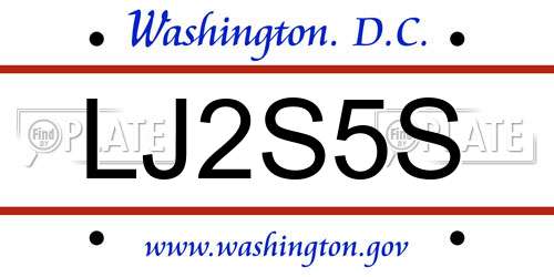 LJ2S5S District Of Columbia License Plate