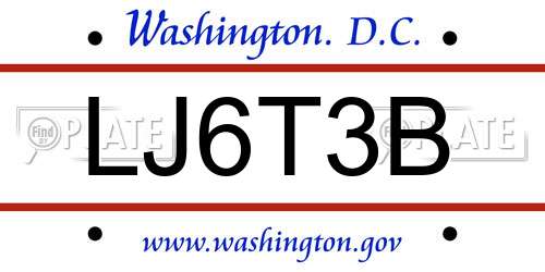 LJ6T3B District Of Columbia License Plate