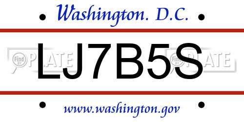 LJ7B5S District Of Columbia License Plate
