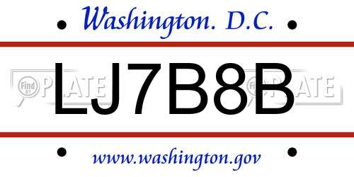 LJ7B8B District Of Columbia License Plate