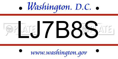 LJ7B8S District Of Columbia License Plate
