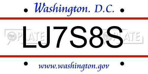 LJ7S8S District Of Columbia License Plate