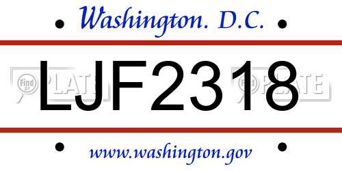 LJF2318 District Of Columbia License Plate