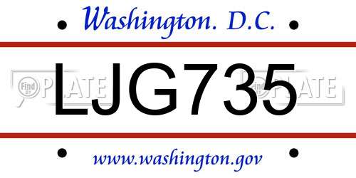 LJG735 District Of Columbia License Plate