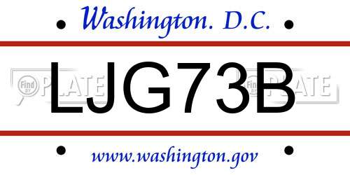 LJG73B District Of Columbia License Plate