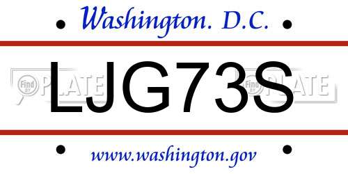 LJG73S District Of Columbia License Plate