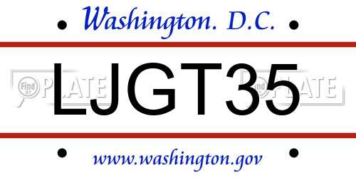 LJGT35 District Of Columbia License Plate
